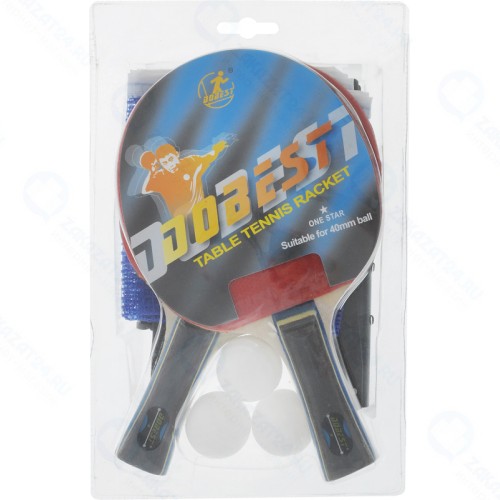 Набор для настольного тенниса Dobest BR18, 1 звезда (2 ракетки + 3 мяча + сетка + крепеж)