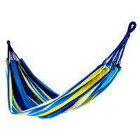 Гамак МЕБЕЛЬТОРГ тканевый двухместный без перекладины 200*150см (сине-желтая полоска)