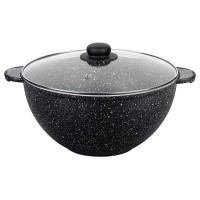 Казан-кастрюля с крышкой Elan Gallery ГАРМОНИЯ ВКУСА "Черный мрамор", 4л, 24см