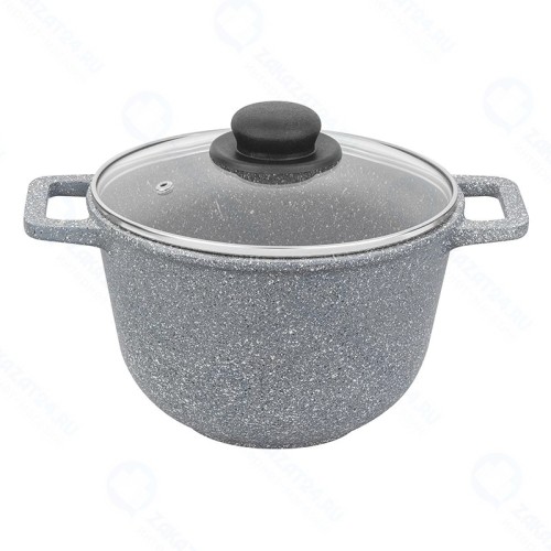 Казан с крышкой Elan Gallery ГАРМОНИЯ ВКУСА серый мрамор, 3 л, 20 см