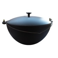 Казан Камская посуда литой, чугунный, с дужкой и алюминиевой крышкой, 31 см, 7 л