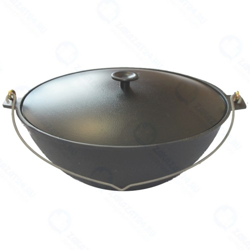 Котёл Камская посуда литой, чугунный, с дужкой и алюминиевой крышкой, 28 см, 5 л