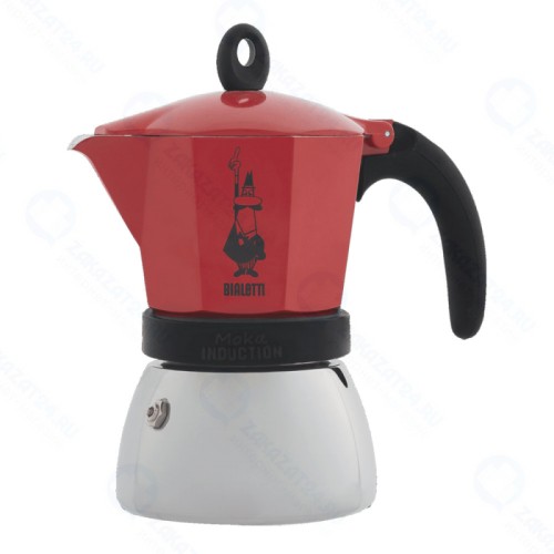 Кофеварка гейзерная Bialetti Moka Induzione rossa, 6 п.