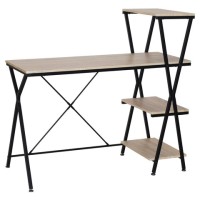 Стол на металлокаркасе BRABIX LOFT CD-004 (1200х535х1110мм), 3 полки, цвет дуб натуральный