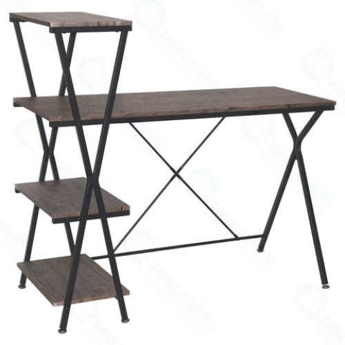 Стол на металлокаркасе BRABIX LOFT CD-004 (1200х535х1110мм), 3 полки, цвет морёный дуб