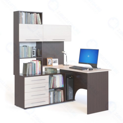 Стол компьютерный КСТ-14 Венге/Беленый дуб левый