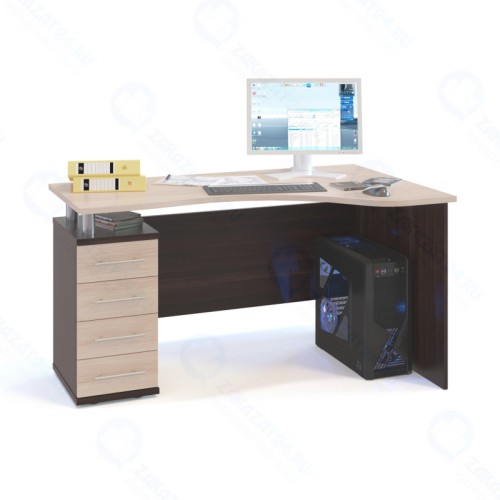 Стол компьютерный КСТ-104 Левый Венге/беленый дуб