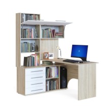 Стол компьютерный КСТ-14Л Левый цвет дуб сонома/ белый