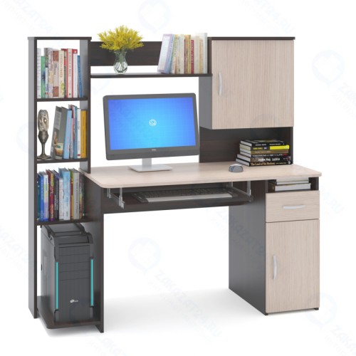 Стол компьютерный МЕБЕЛЬНАЯ ФАБРИКА “СОКОЛ” КСТ-11.1 Венге/Беленый дуб