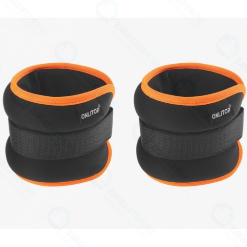 Утяжелитель ONLITOP неопреновый 1 кг (вес пары 2 кг), черно-оранжевый 3791385