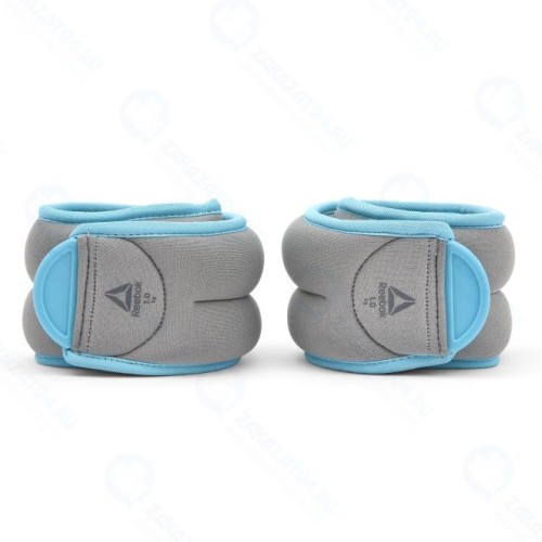 Утяжелители Reebok RAWT-11074BL на лодыжки, по 1кг, бирюзовые (пара)