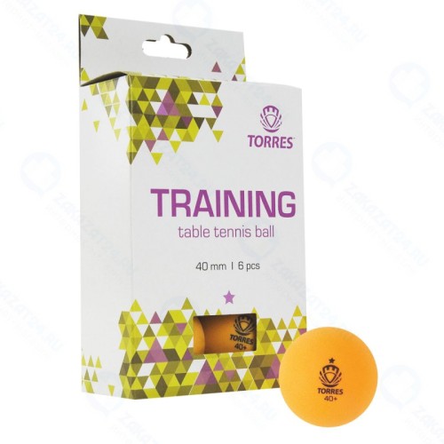 Мяч для настольного тенниса TORRES Training 1*, арт. TT21015, диам. 40+ мм, упак. 6 шт, оранж