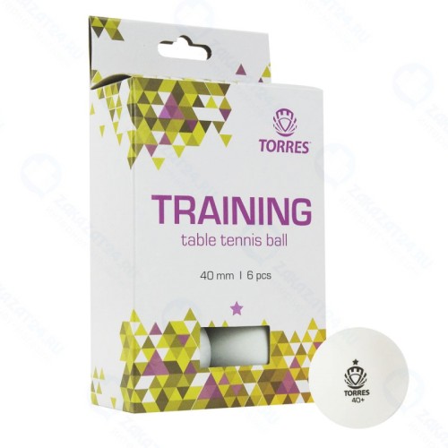 Мяч для настольного тенниса TORRES Training 1*, арт. TT21016, диам. 40+ мм, упак. 6 шт, белый