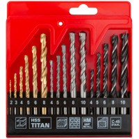 Набор сверл Сверла-комби, 16 шт., металл/бетон/дерево, FIT IT 36358