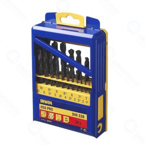 Набор сверл HSS PRO, по металлу, 19 шт. 1.0 - 10.0 мм шаг 0.5 мм, IRWIN 10502500
