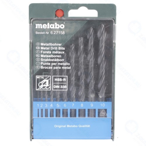 Набор сверл Metabo HSS-R 10 (1-10 мм) пластик.коробка 627158000