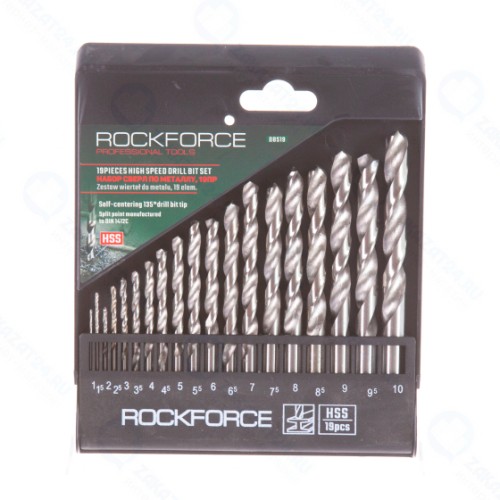 Набор сверл по металлу ROCK FORCE RF-DBS19 HSS, 1-10мм, 19 предметов