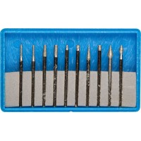 Набор ЗУБР: Мини-насадки с алмазным напылением в пластиковом боксе, P=180, хвостовик d=3мм, 10 предметов