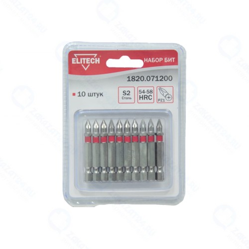 Набор бит ELITECH сталь S2 блистер PZ1 x 50мм 10шт