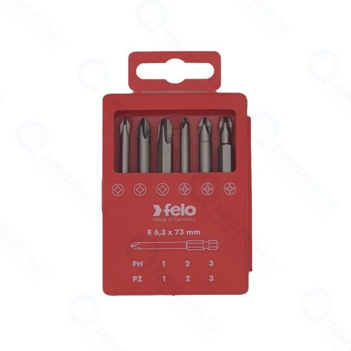 Набор бит Felo 03291716 PZ/PH Industrial 73 мм в кейсе, 6 шт
