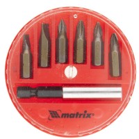 Набор бит Matrix 11392, магнитный адаптер для бит, сталь 45Х, 7 предметов, пластиковый бокс