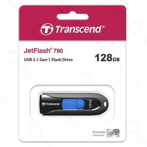 USB флешка 128Gb Transcend JetFlash 790K black USB 3.1 Gen 1 (90/45 Mb/s)
