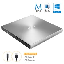 Внешний оптический привод Asus ZenDrive U9M DVD±RW USB 2.0, USB type C, Silver