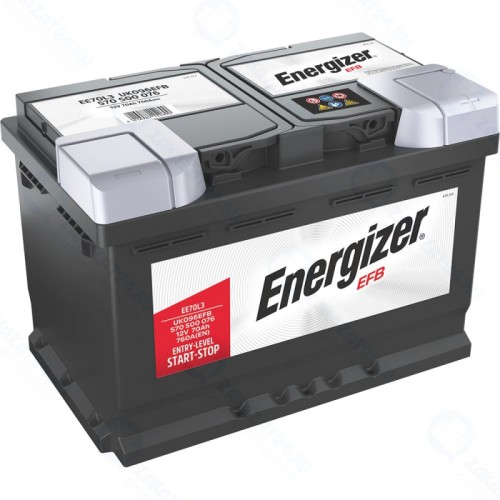 Аккумулятор ENERGIZER EFB 570 500 076 EE70L3, обратная, 70 Ач