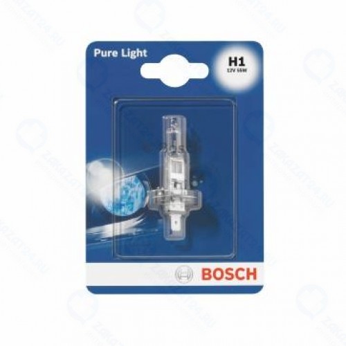 Лампа галогенная BOSCH H1 PURE LIGHT 12V 55W, 1987301005