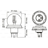 Лампа BOSCH R2 24V 55/50W, 1 шт, 1987302421
