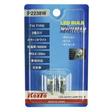 Лампа KOITO T10 12V LED (W2,1x9,5d) 6000K Whitebeam LED, бл. 2шт, P2238W Лампа KOITO T10 12V LED (W2,1x9,5d) 6000K Whitebeam LED, бл. 2шт, P2238W