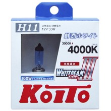 Лампа галогенная KOITO H11 Whitebeam 4000K 12V 55W, 2 шт, P0750W
