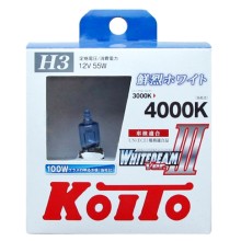 Лампа галогенная KOITO H3 Whitebeam 4000K 12V 55W, 2 шт, P0752W