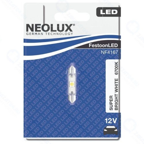 Лампа Neolux Fest T10,5x41 12V-LED 0,50W (SV8,5) 6700K, 1 шт, NF4167