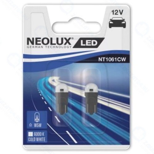 Лампа Neolux W5W 12V-LED 0,5W W2,1x9,5d 6000K, комплект 2 шт, NT1061CW-02B
