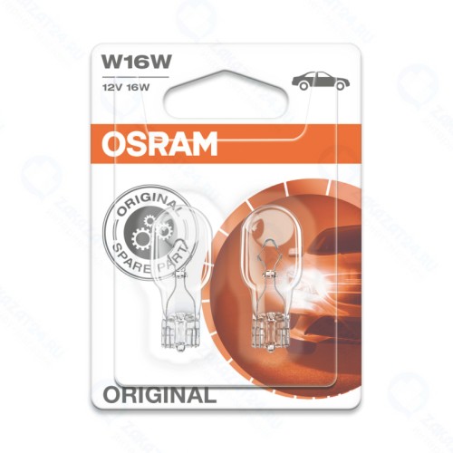 Лампа галогенная OSRAM W16W (W2.1x9.5d), 2шт, 12V /10/50, 921-2бл