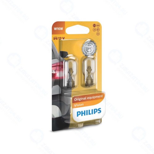 Лампа автомобильная PHILIPS W16W (W2.1x9.5d) (бл. 2шт) 12V, 12067B2