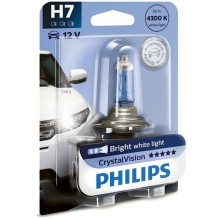 Лампа автомобильная PHILIPS CrystalVision H7 55W PX26d 4300K (бл.) 12V, 1шт, 12972CVB1