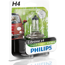 Лампа галогенная PHILIPS H4 LongLife EcoVision 12V 60/55W, 1шт, 12342LLECOB1