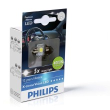 Лампа светодиодная PHILIPS X-tremeVision LED C5W, Festoon 30 мм, яркий белый свет 4000K 12V 0.8W, 1 шт., 129404000KX1