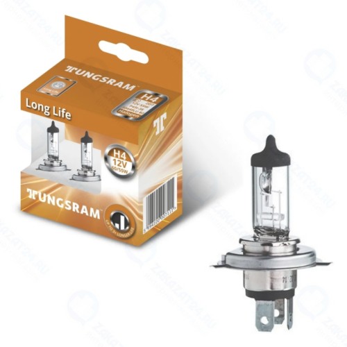 Лампа автомобильная Tungsram Long Life H4 12V-60/55W (P43t), 2шт, 50440LU B2