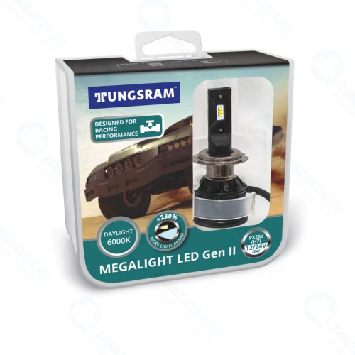 Лампа автомобильная Tungsram Megalight LED GEN II +230 H7 12/24V-LED 6000K 20W (PX26d), 2 шт, 61420 PB2