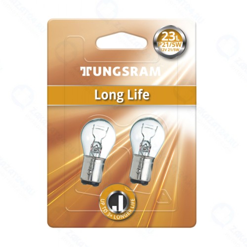 Лампа автомобильная TUNGSRAM Long Life P21W 12V (BA15s) (бл. 2шт.)