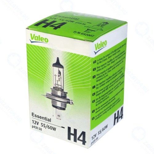 Лампа галогенная VALEO ESSENTIAL Н4 12х55/60, 1 шт, 32007
