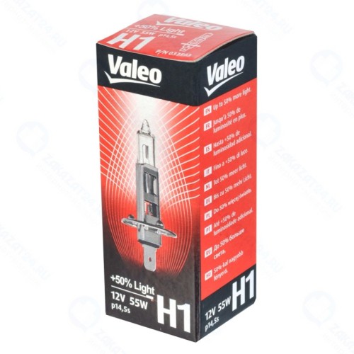 Лампа галогенная VALEO +50% LIGHT Н1 12х55, 1 шт, 32503