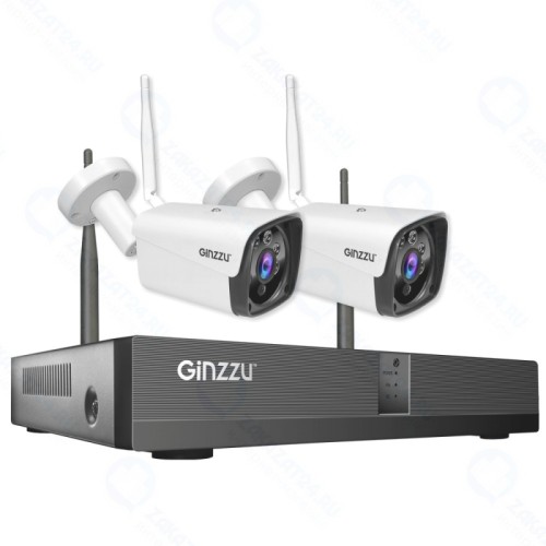 Комплект GINZZU WiFi HK-4202W,8ch, 3Mp, HDMI, 2улич кам 3.0Mp, IR30м