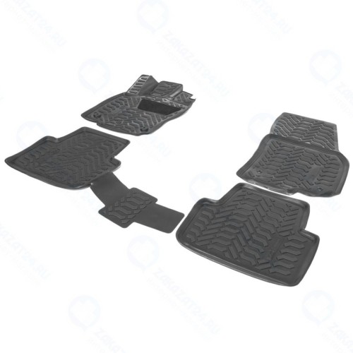 Коврики салона AutoFlex для Volkswagen Tiguan II (DSG РКПП) (2016-н.в.), полиуретан, черные, 4 части, с крепежом
