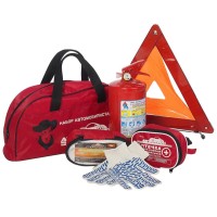 Набор автомобилиста АВТОСТОП H-5 (огнетушитель 2л, знак аварийной остановки, трос 5т, аптечка, перчатки)