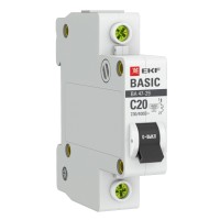 Автоматический выключатель EKF Basic 1P 20А (C) 4,5кА ВА 47-29 (mcb4729-1-20C)