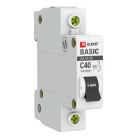 Автоматический выключатель EKF Basic 1P 40А (C) 4,5кА ВА 47-29 (mcb4729-1-40C)